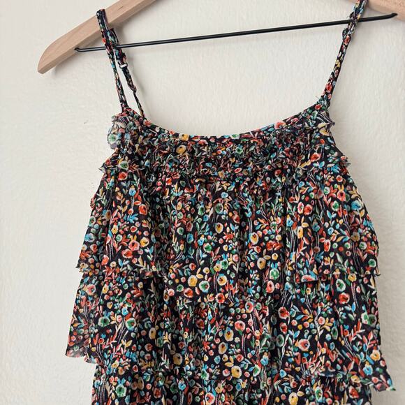 EXPRESS Womens Multicolor Nylon Ruffle Dress Mini Cocktail Going Out Size Medium - Picture 5 of 9